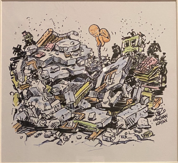 Newborn, 2023, Tile ink and flomaster on canvas paper, 40 x 40 cm.