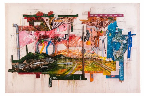 Six Pieces Spring Freshness, 2023, Mixed media on canvas, 140 x 200 cm.