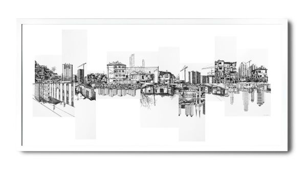 Gentrification, 2016, Ink pen on paper, 87 x 178 cm.