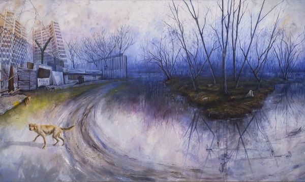 Baseless, 2021, Oil on canvas, 90 x 150 cm.