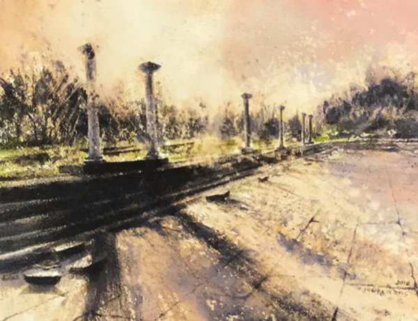 Sophocles, Oedipus Rex III, 2018, Ink on paper, 31 x 41 cm.