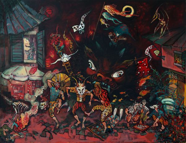 Night of the Dancing Demons, 2021, Oil on canvas, 90 x 120 cm