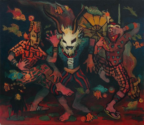 Dancing Demons, 2022, Oil on canvas, 35 x 40 cm