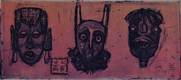 Masks I, 2021, Engraving, 14 x 19 cm