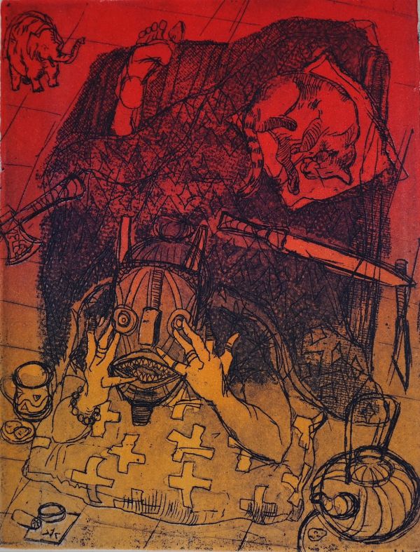 Morning Mask, 2022, Engraving, 25 x 17,4 cm