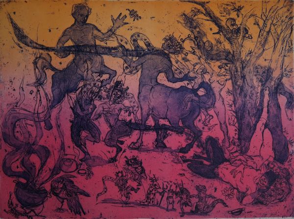 Bacchanalia, 2022, Engraving, 25 x 34,5 cm