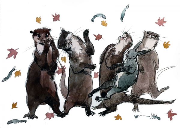 Autumn Dance, 2020, Mixed media on paper, 13,5 x 18 cm