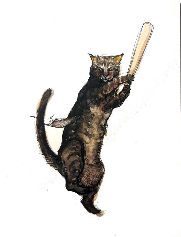 Meowz II, 2020, Kağıt üzerine karışık teknik, 13,5 x 18 cm