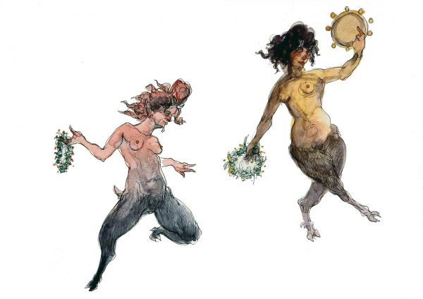 Bacchanalian Dance, 2020, Mixed media on paper, 21 x 29,5 cm