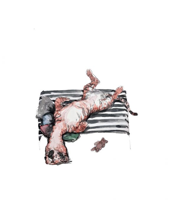 Lazing on a Sunny Afternoon, 2020, Mixed media on paper, 29,5 x 29,5 cm