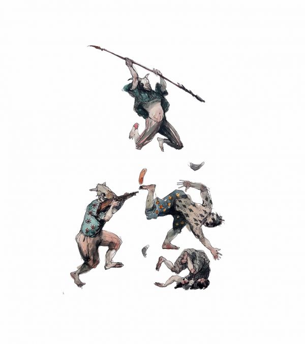 The Hunt, 2020, Mixed media on paper, 29 x 20 cm