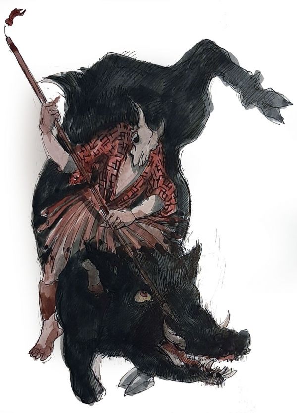 Prey, 2020, Mixed media on paper, 25 x 18,5 cm