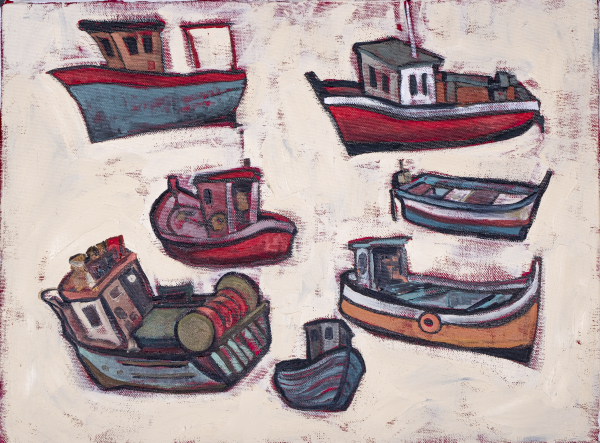 Boats, 2024, Oil on canvas, 30 x 40 cm.