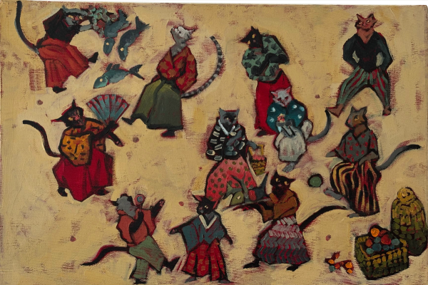 Cats, 2024, Oil on canvas, 30x45 cm