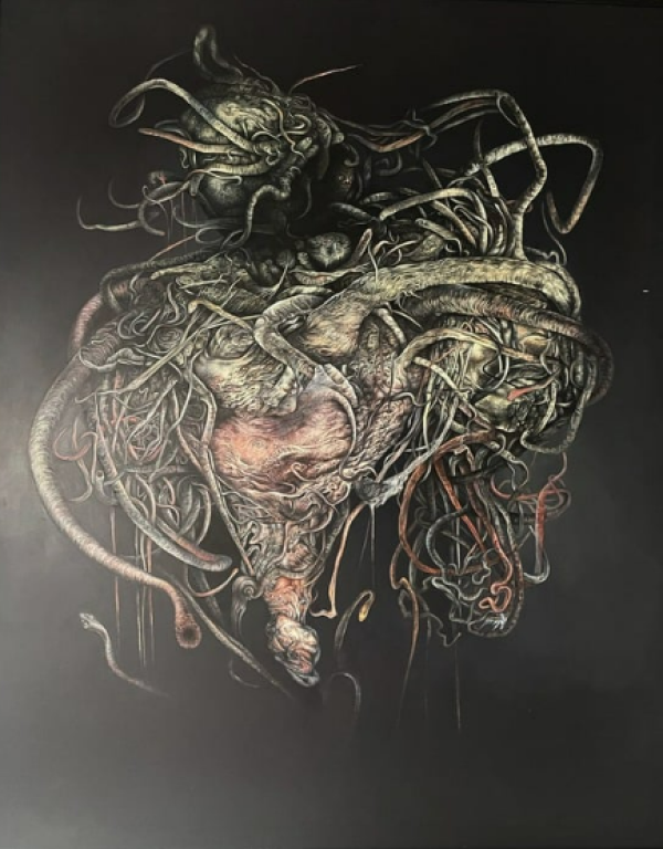 Karanlığın Yüreği, 2021-2023, Oil on canvas, 250 x 200 cm.