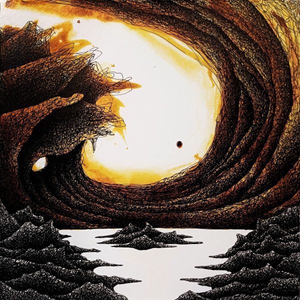 Fractus 61, 2024, Ink application on Canvas, 25 x 25 cm.