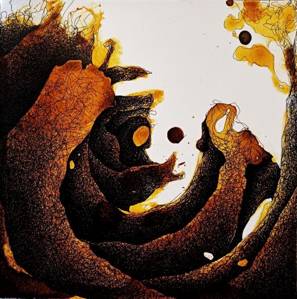 Fractus 63, 2024, Ink application on Canvas, 25 x 25 cm.