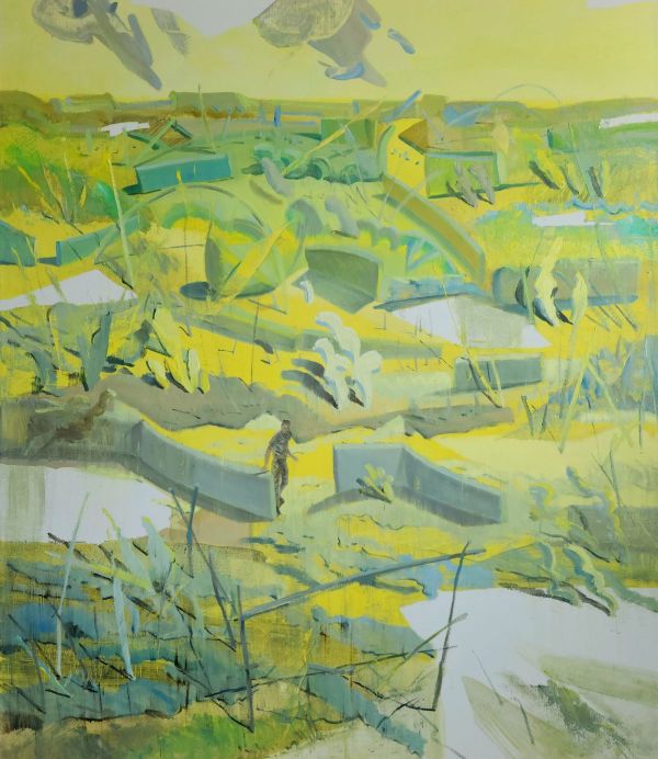 The Man in the Yellow Garden, 2023, Oil on canvas, 150 x 130 cm.